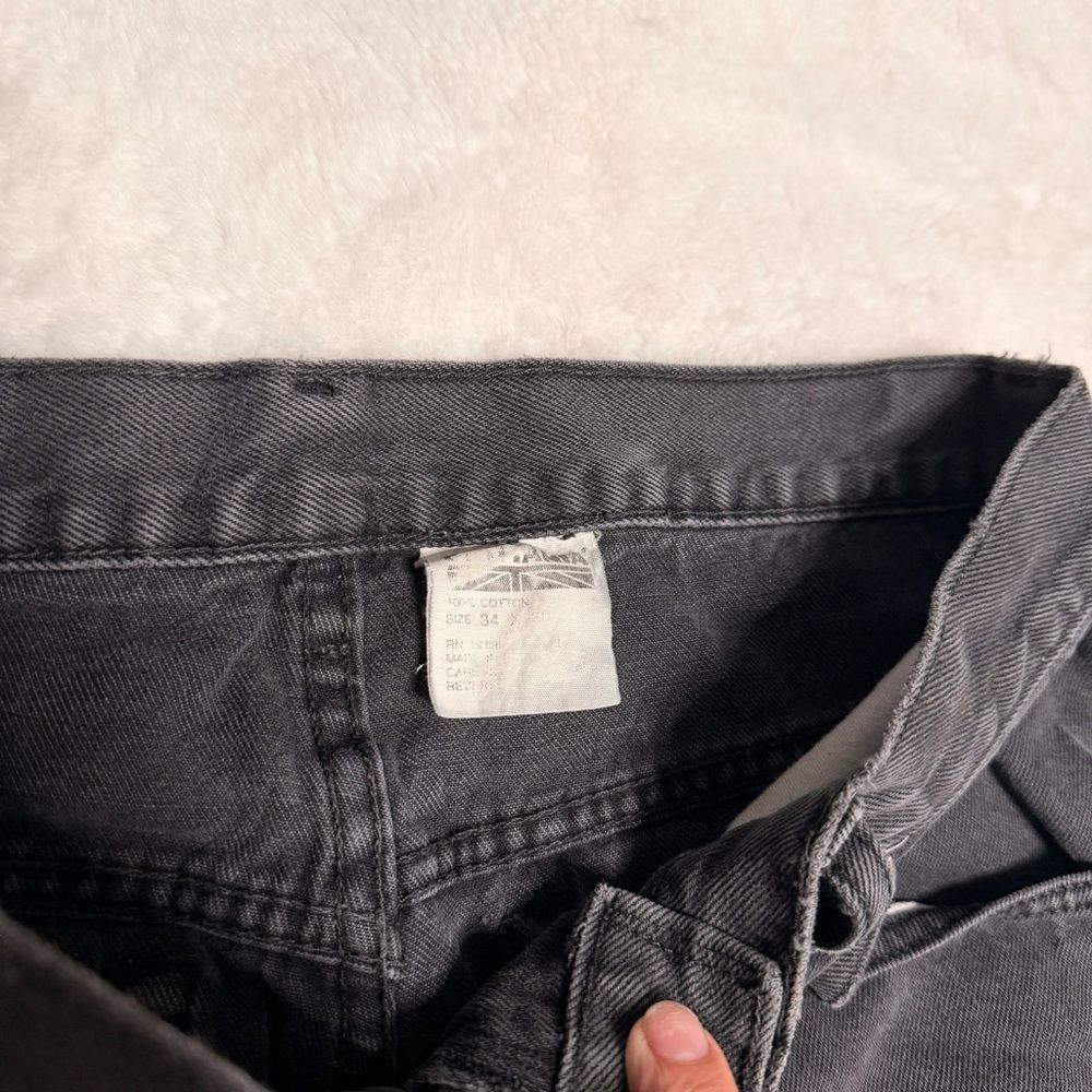 Vintage 90s Brittania Black Faded Relaxed Straight Jeans 34 Grunge Dad - Picture 3 of 9